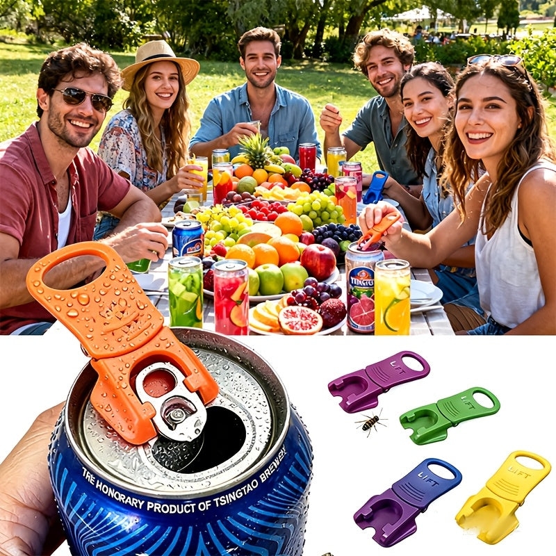 4pcs, Random Color Pieces Easy Can Opener, Color Manual Soda Can Opener, Soft Drink Can Mouth Protector, Pop Can Opener for Pull Off Tab