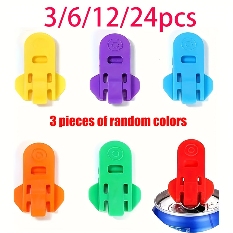 Multi-Color Can Openers (3 Random Colors) with Protective Lids. Ergonomic Design Protects Nails from Injury, Keeps Cans Sealed And Dust-Free. Pack Options: 6/12/24pcs