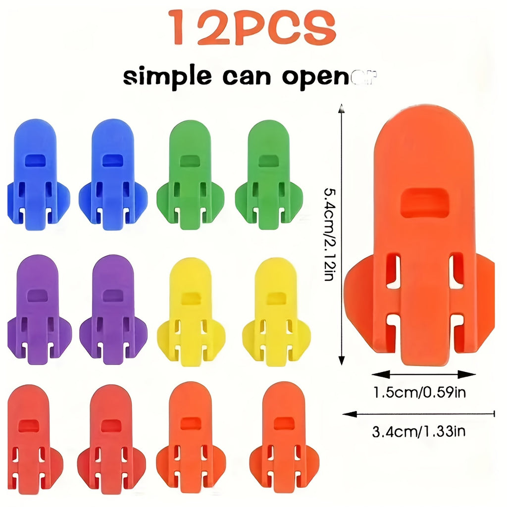 Multi-Color Can Openers (3 Random Colors) with Protective Lids. Ergonomic Design Protects Nails from Injury, Keeps Cans Sealed And Dust-Free. Pack Options: 6/12/24pcs